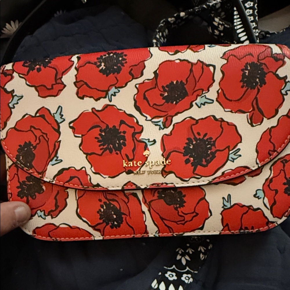 Kate Spade Red and White Floral Clutch